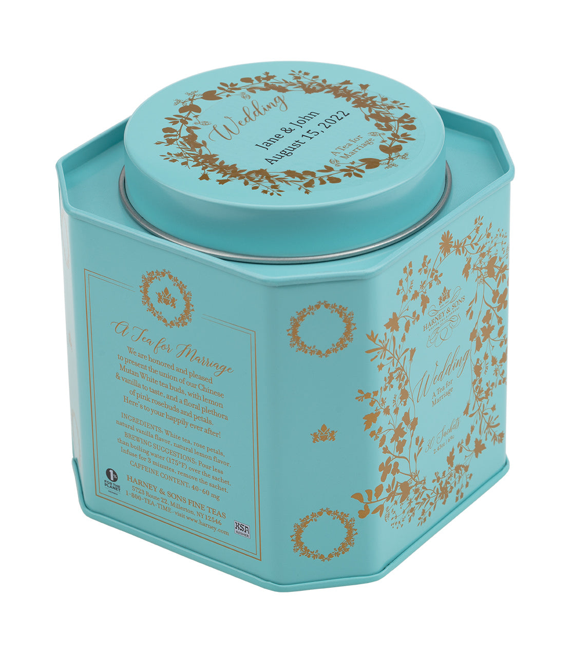 Wedding Tea, Personalized Tin of 30 Sachets