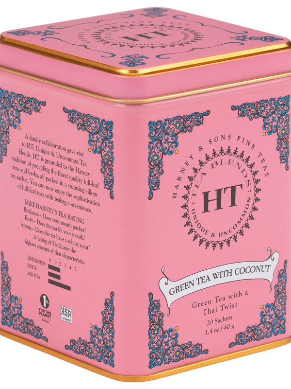 Green Tea with Coconut, HT Tin of 20 Tea Sachets